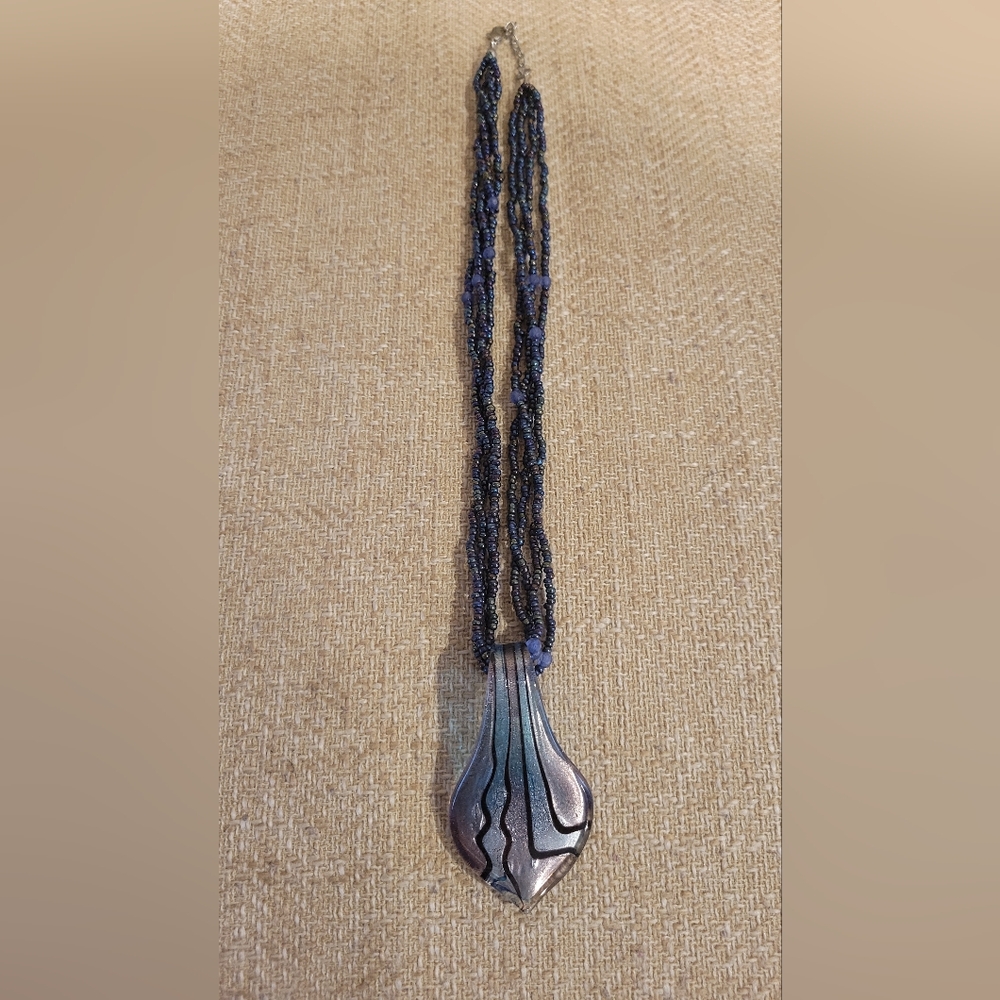 Elegant Purple and Blue Glass Pendant Necklace